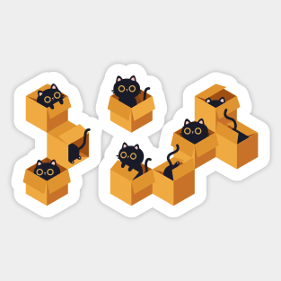 Black Cats In Boxes Sticker
